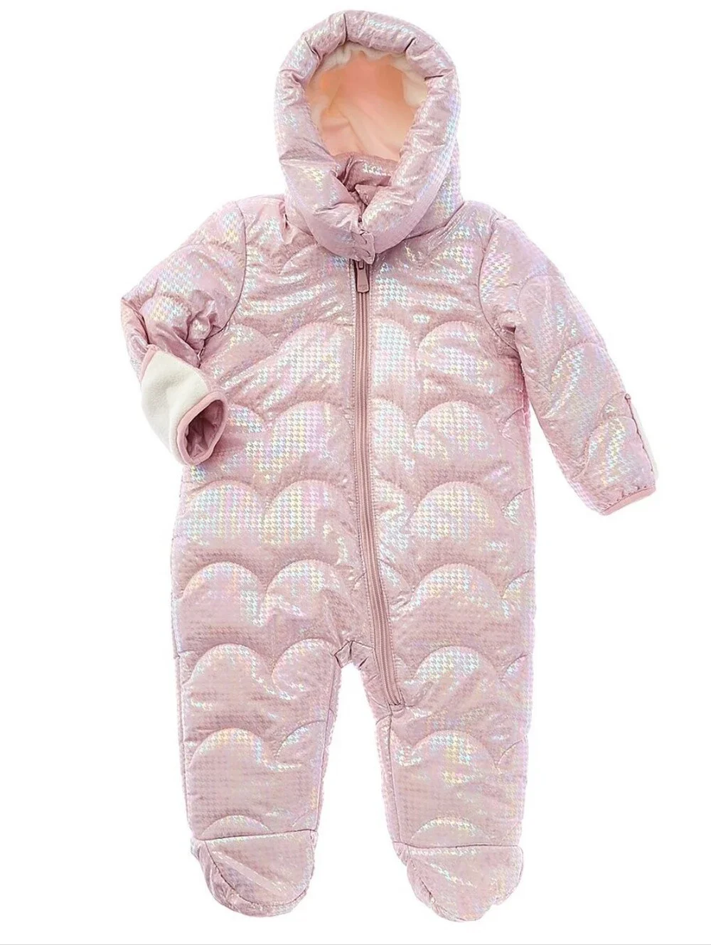 NWOT Kensie Baby Girl Pink Iridescent Snowsuit Baby Bunting Pram 3-6 Months
